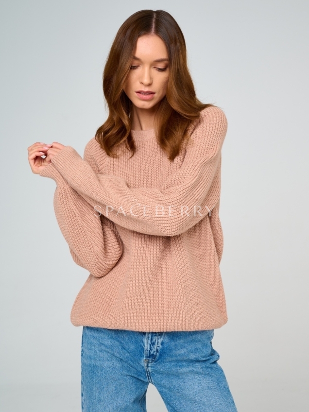 Женский вязаный свитер оверсайз, джемпер